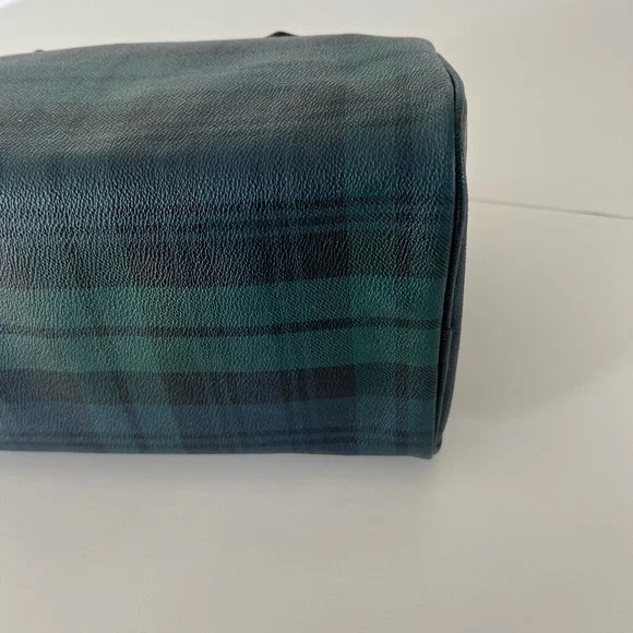 Polo Ralph Lauren Vintage Blackwatch Plaid Leather Boston Satchel Hand Bag - Picture 12 of 16